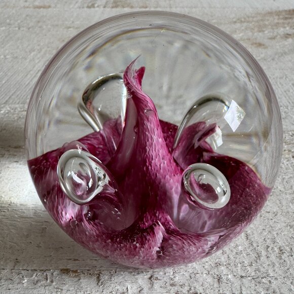 Vintage Caithness Moonflower Art Glass Bubble Paper Weight - Picture 3 of 12